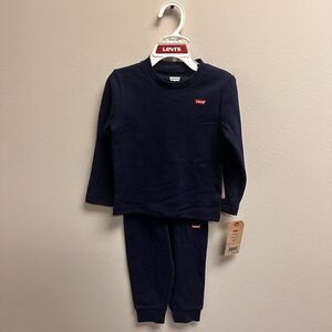 Levis 2 Piece Set Pants Shirt Toddler Size 3T‎ Navy Blue Streetwear L/S NWT $40